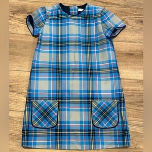 NWT! Brooks Brothers Girls 8 Blue Plaid Short Sleeve Sheath Dress